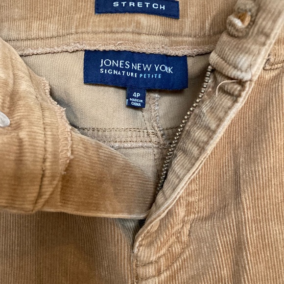 Jones New York Signature Stretch Corduroy Pants, Mustard, Boot Cut, Y2K 4P - Picture 3 of 4